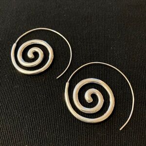Silver Spiral Thread Thru Earrings